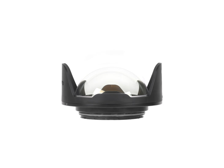 18816 Nauticam N120 140mm optical glass fisheye port with removable shade II side view