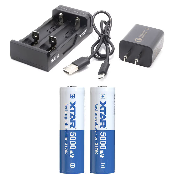 XTAR Dual 21700 Battery & Dual USB Charger Package for Backscatter HF-1 /Mini Flash-3  and Retra Maxi