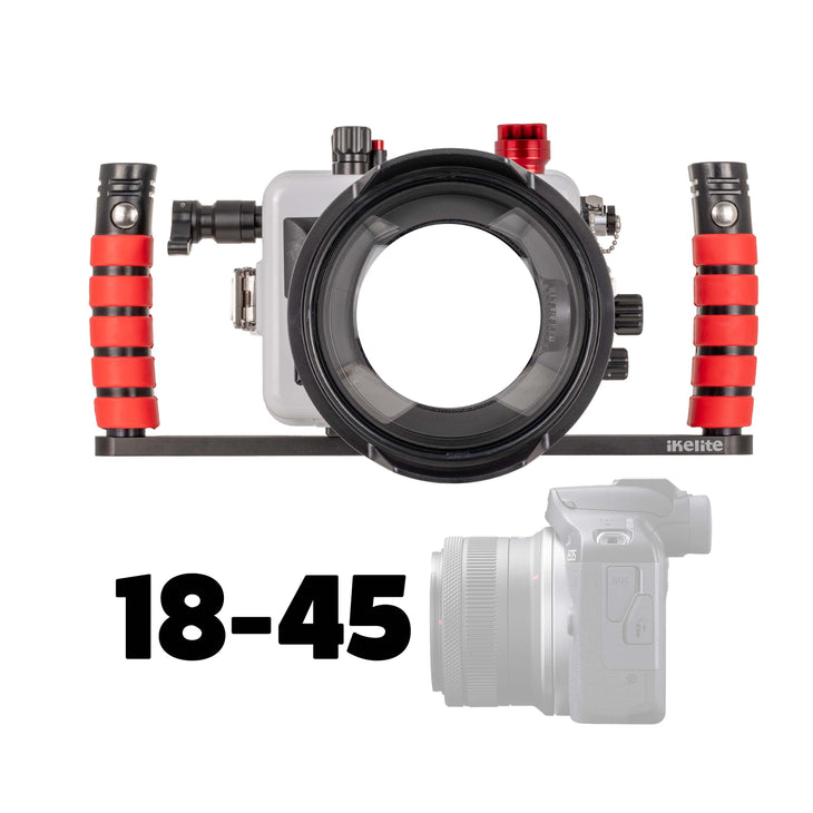 Ikelite 200DLM/D Underwater Housing for Canon EOS R100 with 18-45mm & 10-18mm Lenses [Fiber Optic Update]