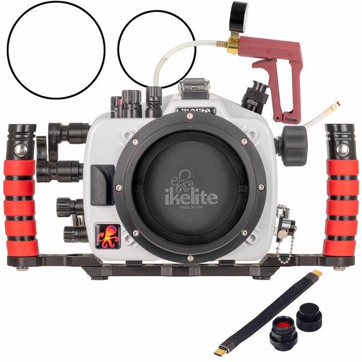 Ikelite 200DL Underwater Housing for Sony a7R V, a7 IV, a7 V Deluxe Version with Handles, Vacuum Pump, & USB-C Charging Bulkhead