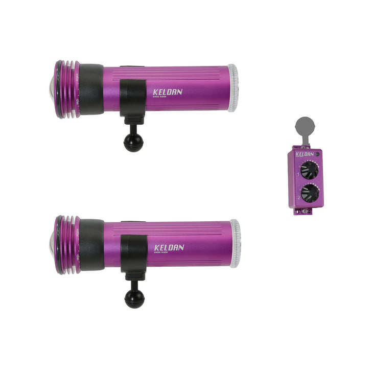 Keldan Bundle - 2 x Keldan Video 8XR 18000lm Ambient, RC2 Remote Control w. Ball Adapter