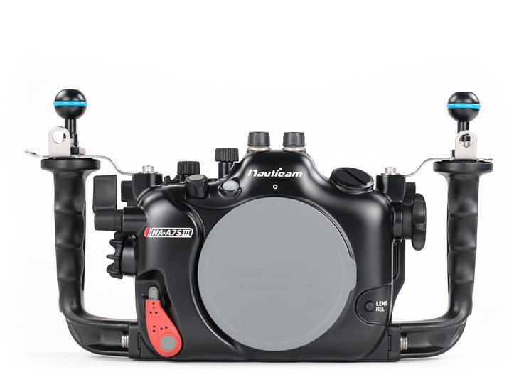 Front view of a Sony A7 S III Underwater Housing 
